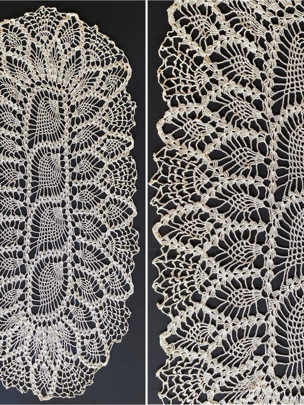Vintage Centerpiece Large Oval Doily Pineapple Fan